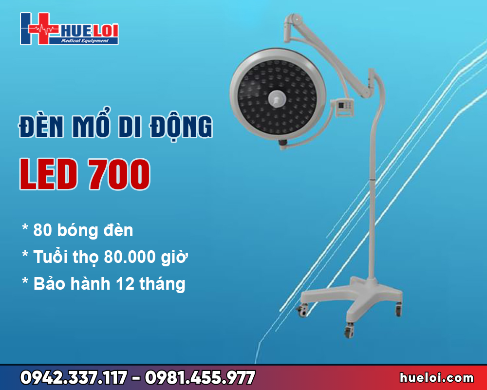 Đèn LED phẫu thuật di động 700 — 80 bóng OSRAM Đức